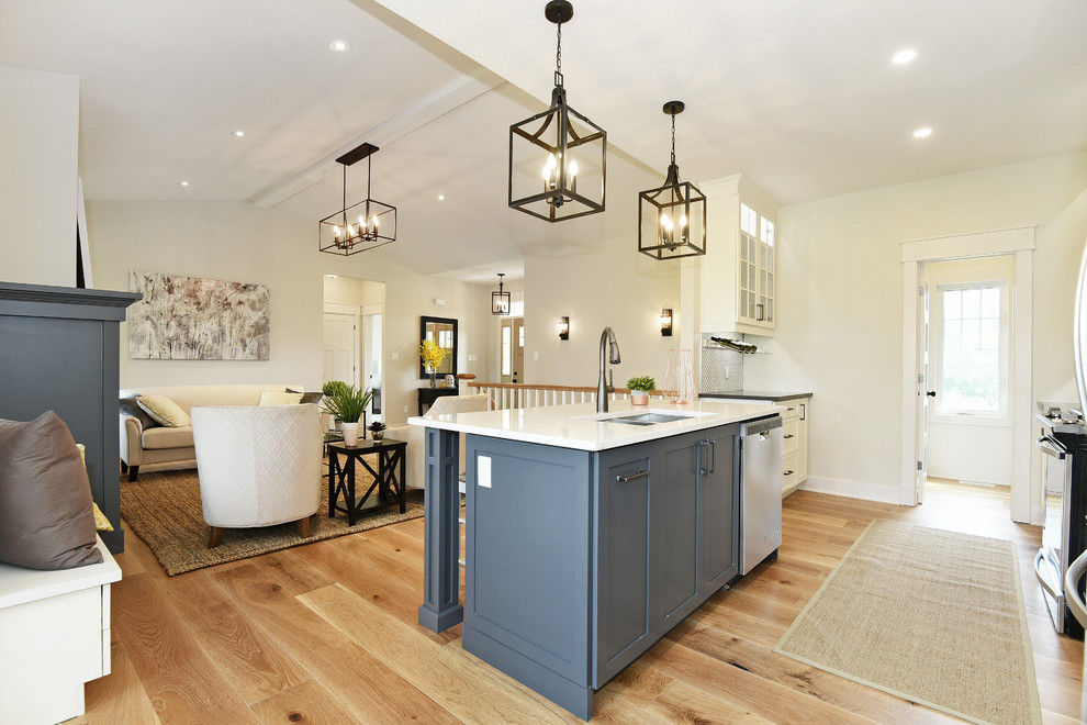 Example of a transitional home design design in Ottawa