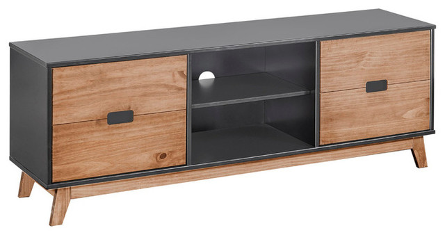 Mid Century Rustic Wooden Tv Stand Media Cabinet 4 Shelf Dark Gray Mid Century Rustic Wooden Tv Stand Media Cabinet 4 Shelf Dark Gray