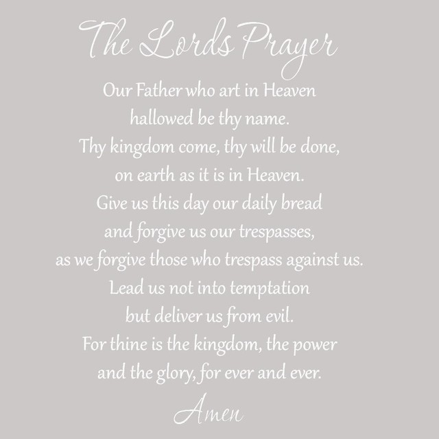 VWAQ The Lord's Prayer Bible Wall Decal Our Father White Vinyl Letters Art White