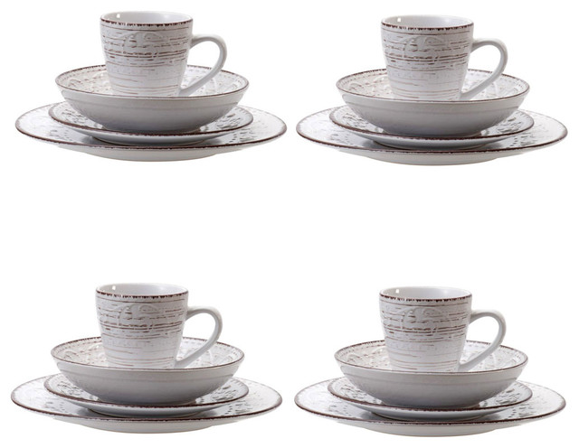 Rustic Fare Dinnerware 16 Piece Set Farmhouse Dinnerware Sets By Fantastic Decor Llc Houzz