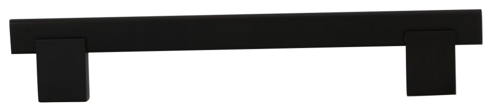 Bridge Style Black Solid Metal Handle, 6-5/16" Hole Centers, 7-9/16" Long, 5
