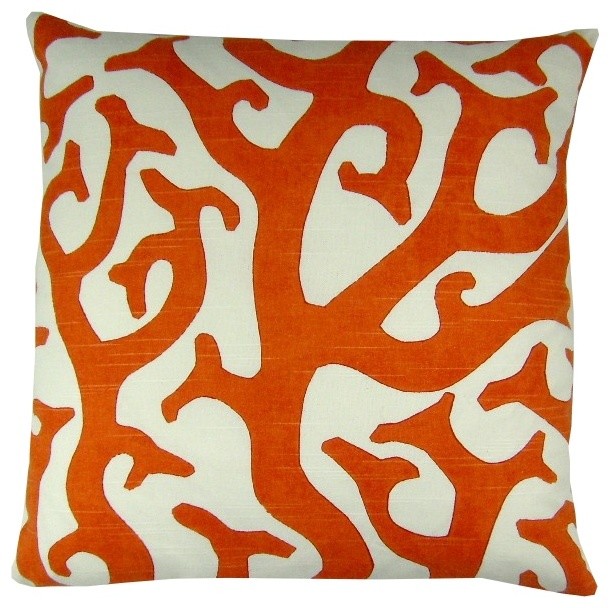all coral decorative pillow contemporary - 28 images - shop houzz e by design orange coral ...