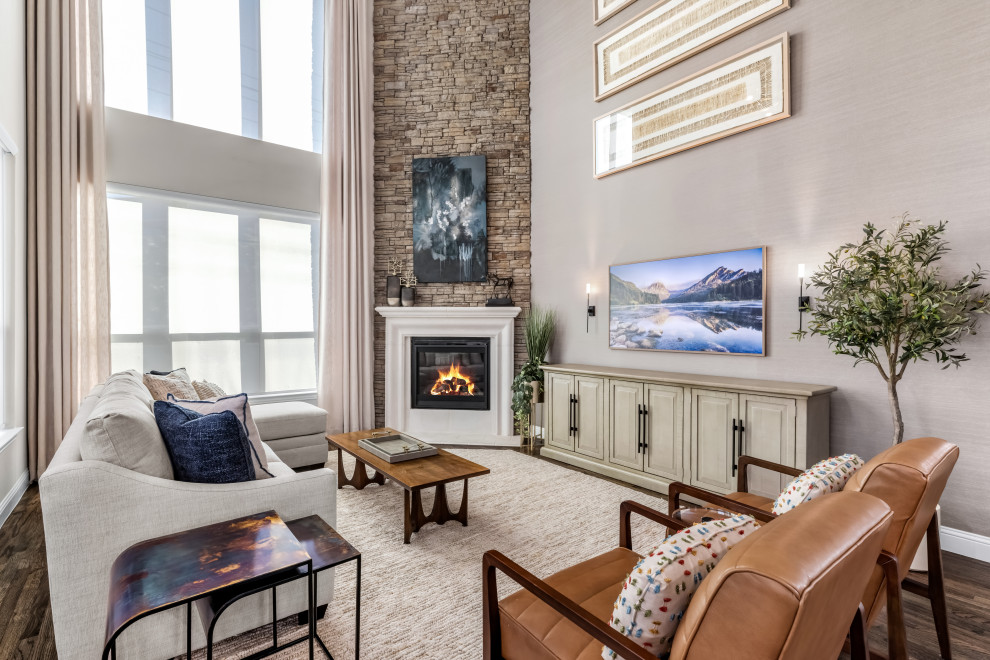 Builder Basic Becomes Transitional Dream Home - Transitional - Living ...