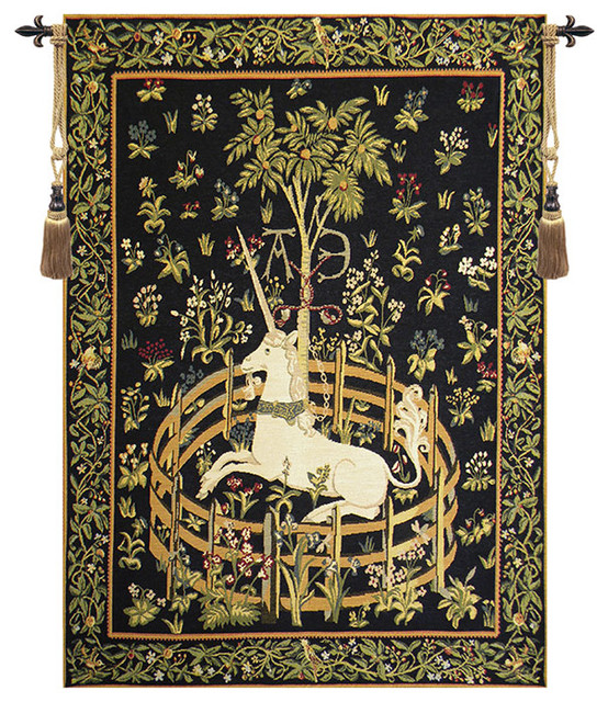 Unicorn in Captivity European Tapestry Wall Hanging Traditional Tapestries by European