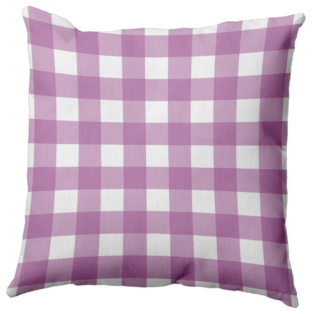 Gingham Plaid Accent Pillow, Orchid, 26"x26"