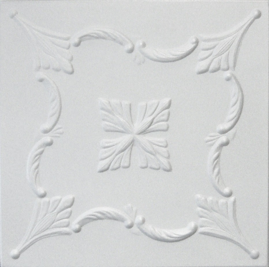 20"x20" Styrofoam Glue Up Ceiling Tiles, R38W Plain White Traditional