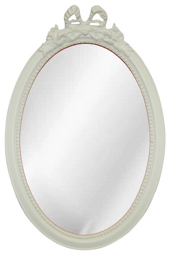 Hickory Manor Kt5055bw Oval With Bow Bright White Decorative Mirror