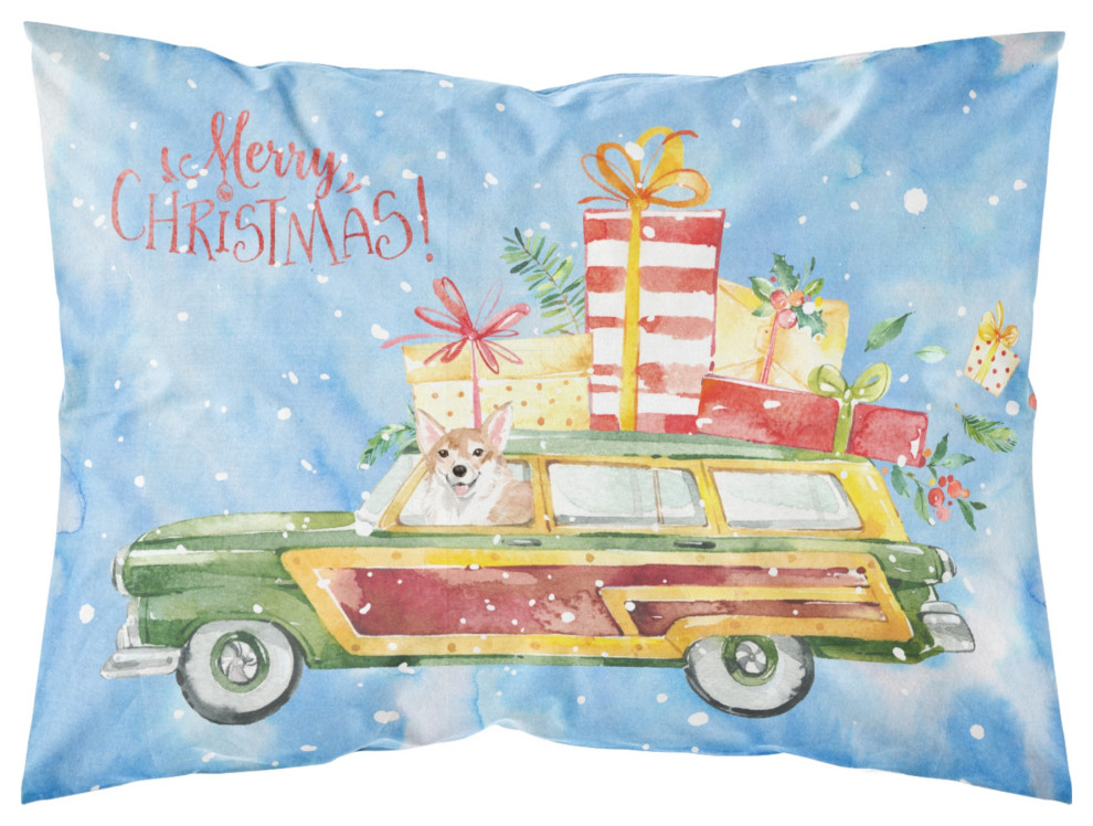 Merry Christmas Corgi Fabric Standard Pillowcase