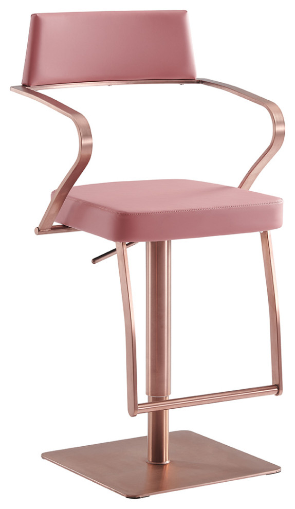 Harbor Adjustable Bar Stool In Dusty Pink PuLeather Contemporary