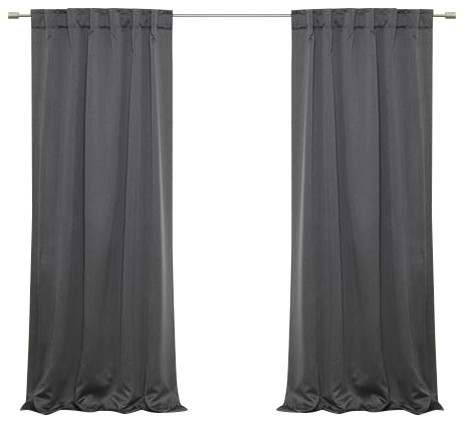 Heathered Linen Look Back Tab Blackout Curtains, 52