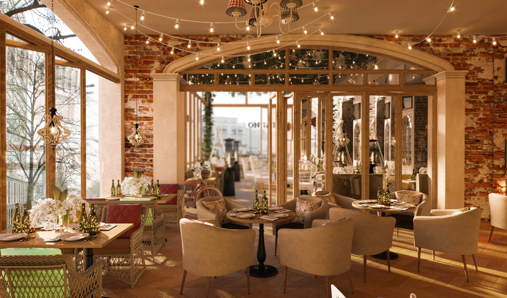 The interior design of the restaurant "IL Патио" in Makhachkala.