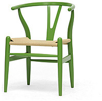 Mid-Century Modern Green Wood Y Wishbone Chair