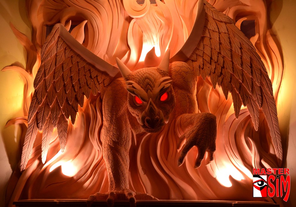 Барельеф камина "Огненный дракон"