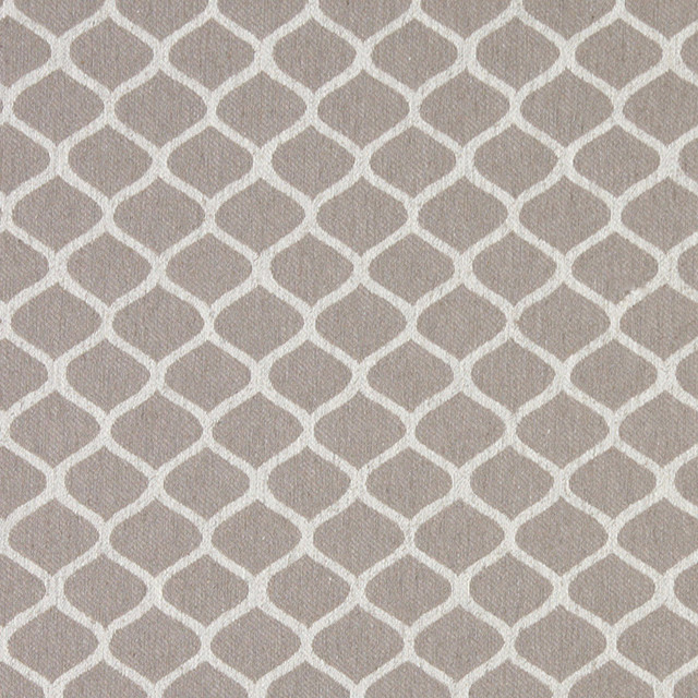 Grey and Off White Geometric Contemporary Oval Upholstery Fabric By The Yard