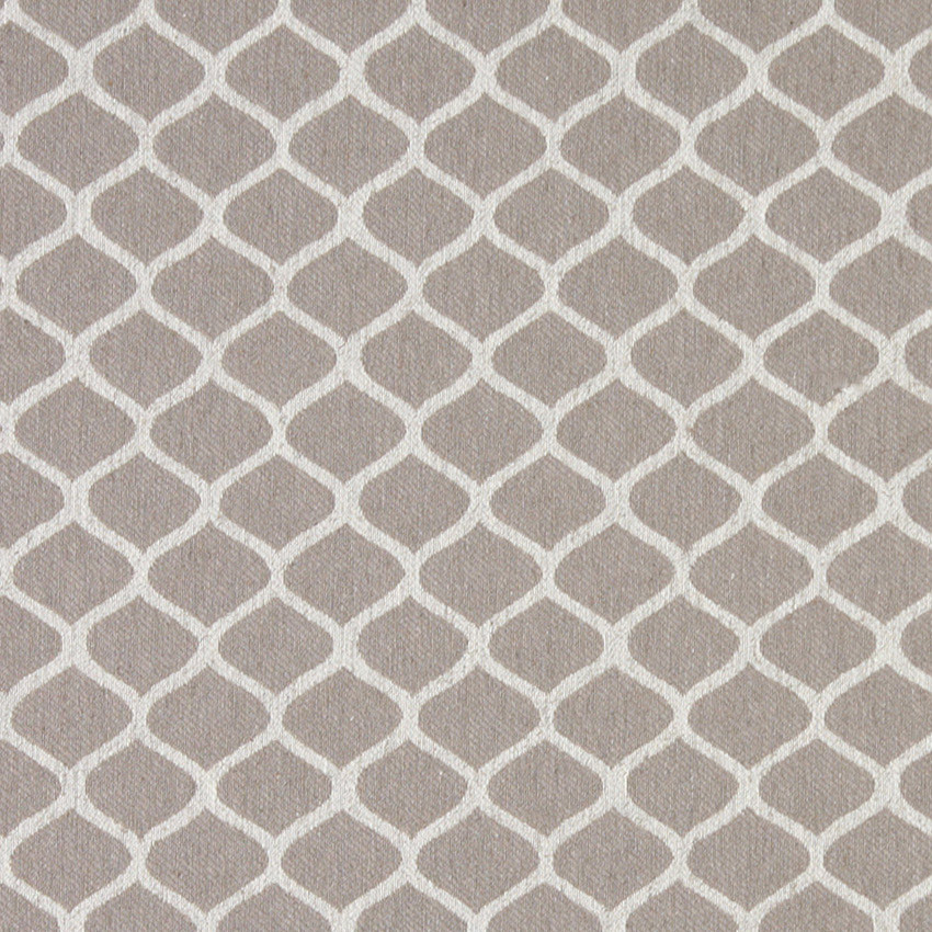 Grey and Off White Geometric Contemporary Oval Upholstery Fabric By The Yard