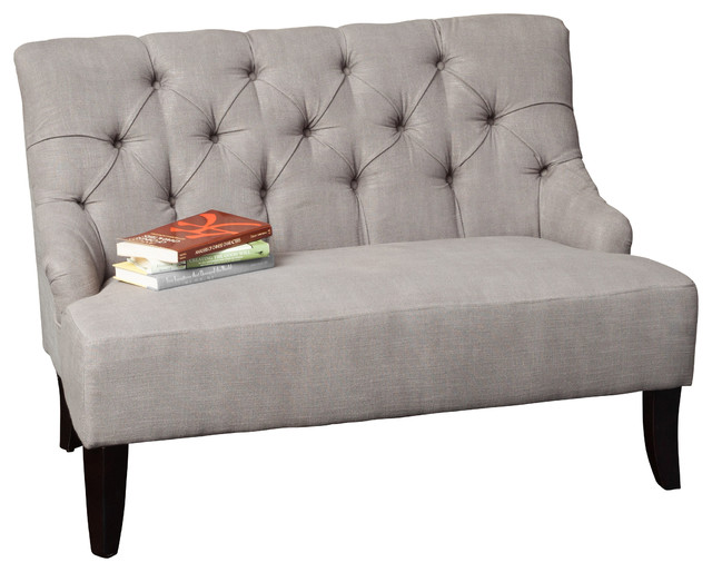 Mariana Fabric Settee Midcentury Loveseats by GDFStudio