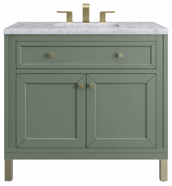 36 Inch Modern Farmhouse Green Single Sink Bathroom Vanity Marble ...