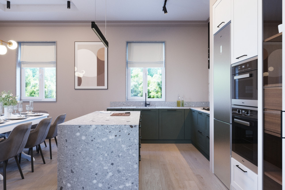 Коттедж с камином, современная классика