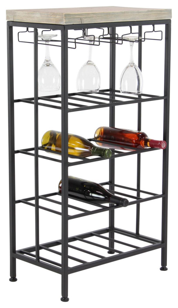 Black Industrial Metal Wine Storage, 36" x 19" Industrial Wine