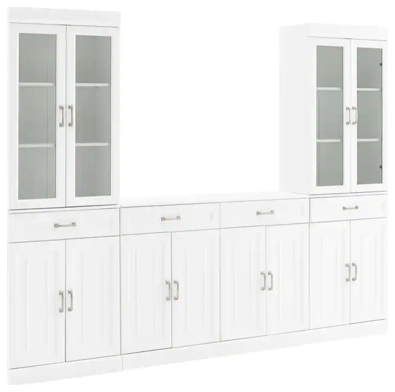 Stanton 3Pc Sideboard And Glass Door Pantry Set White Sideboard and 2 ...