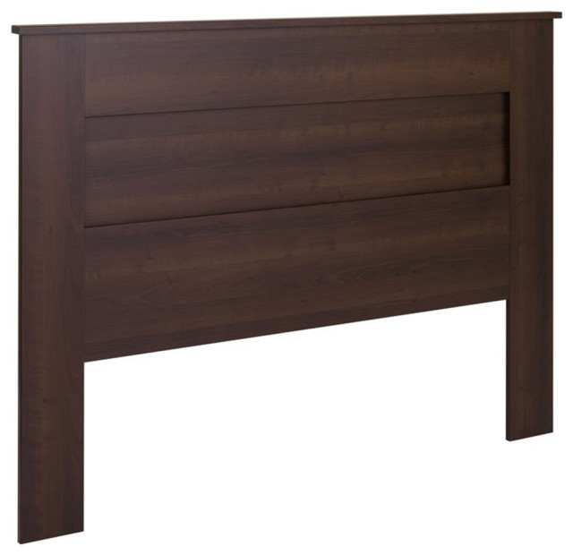 Pemberly Row Queen Flat Panel Headboard in Espresso Transitional