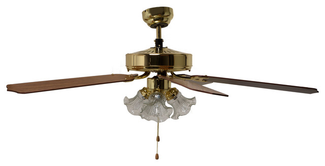 Boston Harbor 3 Light Ceiling Fan 52 Polished Brass Oak Walnut