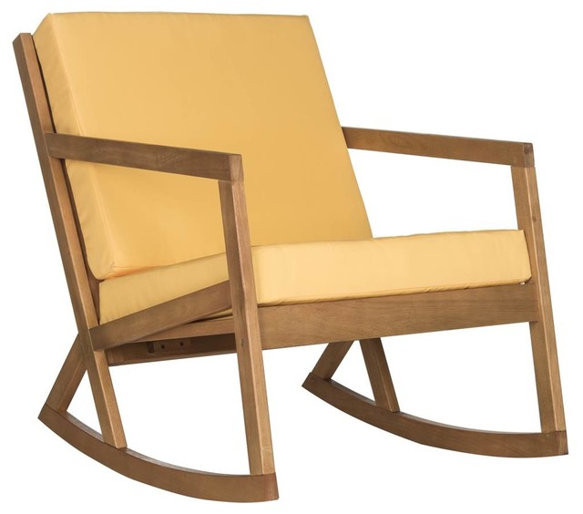 Vernon Rocking Chair In Teak Brown And Yellow Vernon Rocking Chair In Teak Brown And Yellow