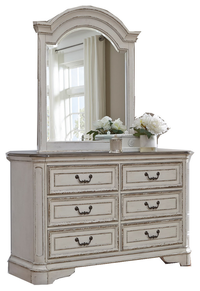 Liberty Magnolia Manor Youth Dresser With Mirror Antique White