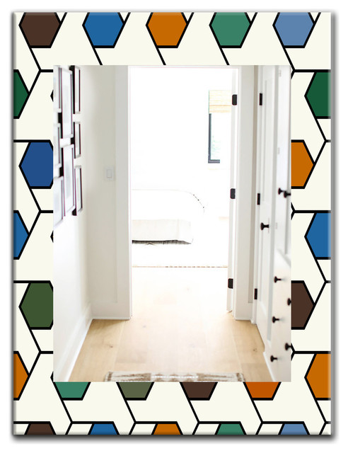 Designart Honeycomb 7 Midcentury Frameless Wall Mirror Contemporary Bathroom Mirrors By Design Art Usa