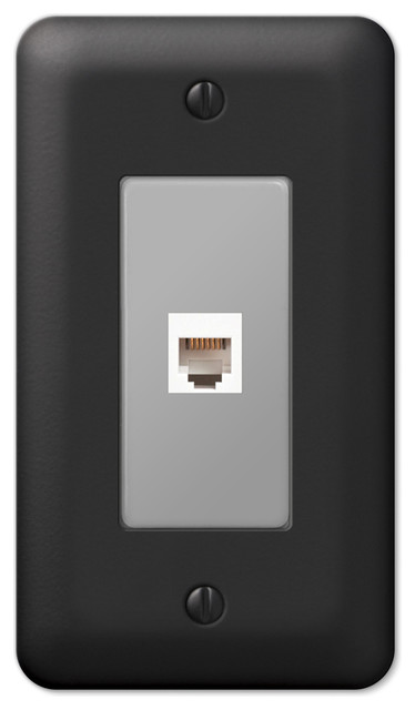Devon Steel Phone Jack Wall Plate, Black