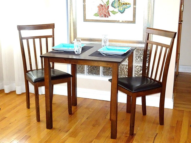 Set Of 3 Pcs Square Dining Kitchen Table And 2 Wooden Warm Chairs Transitional Dining Sets By Rattanusa