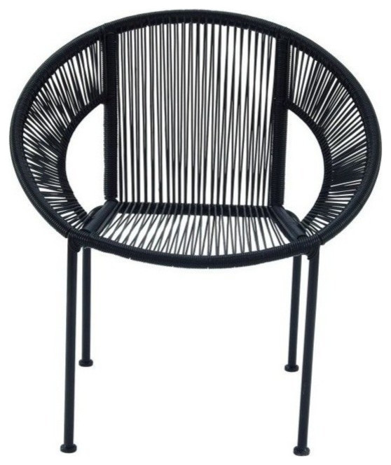 Black Metal Contemporary Outdoor Chair, 30 " x 29 " x 23