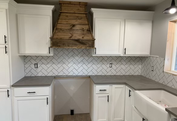 Hairy bone style tile custom hood build