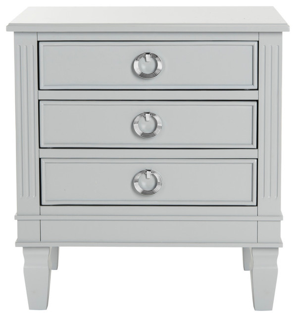 Kira Three Drawer Night Stand Transitional Nightstands And Bedside