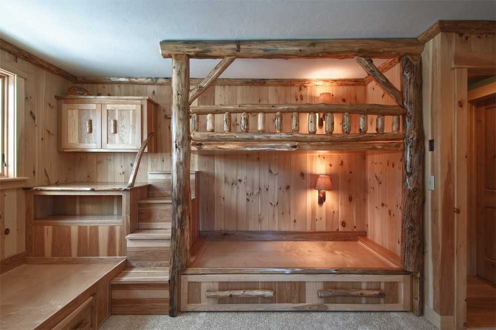 Log Bunk Bed Room Rustic Boston By Skiffington Homes