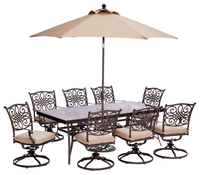 9 Piece Dining Set Tan With Table 11 Umbrella And Dining Set Tan With Table 11
