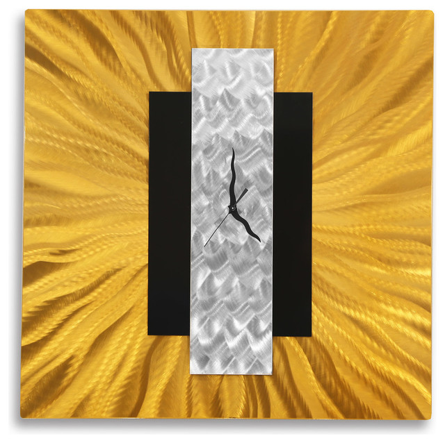 Gold Silver And Black Metal Wall Clock Modern Home Decor Art By Jon Allen