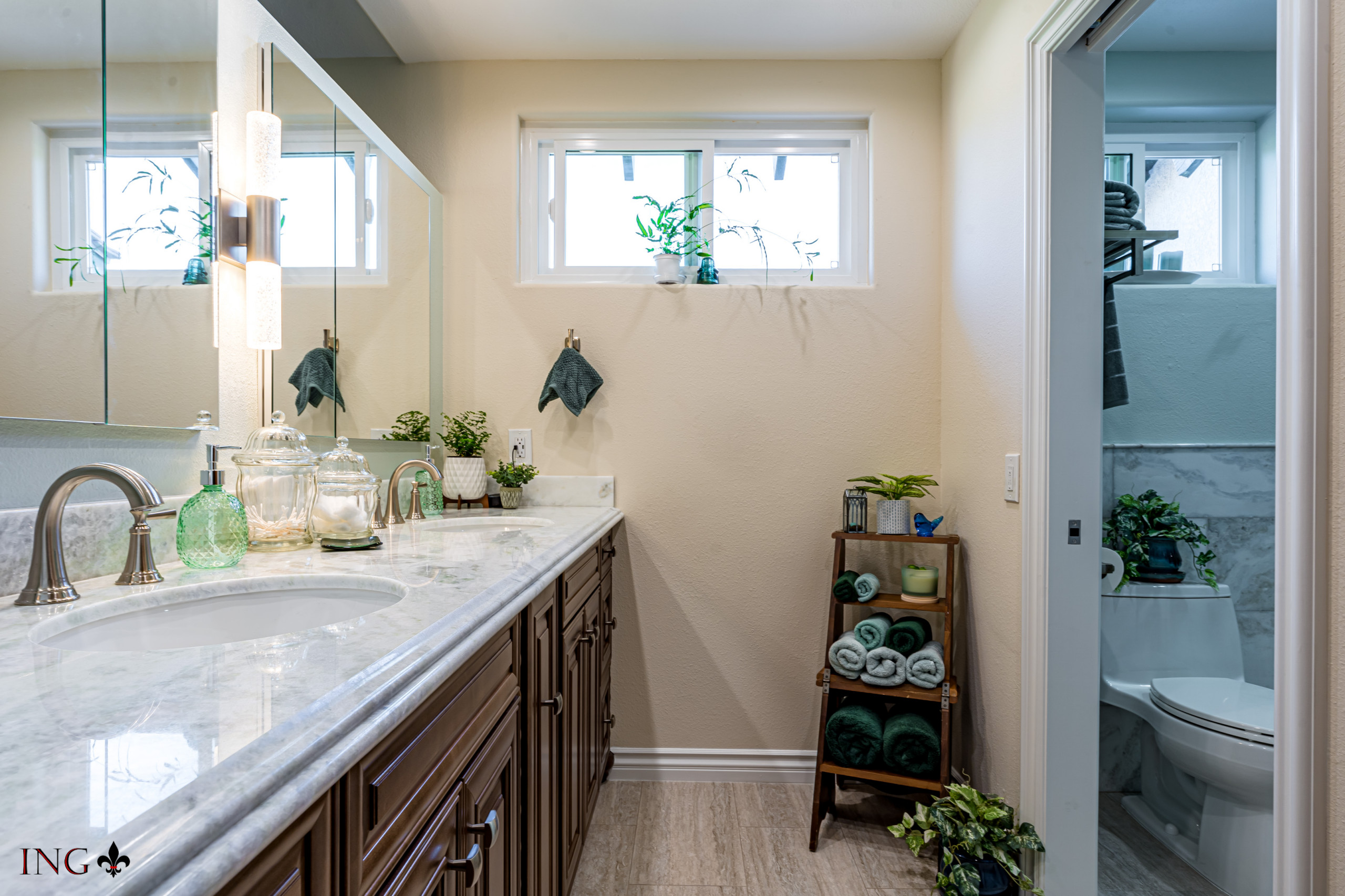 Bathroom Vanity, Mirror and Flooring