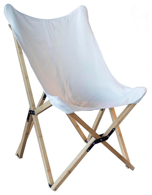 White Canvas Cover Butterfly Chair Transitional Folding Chairs