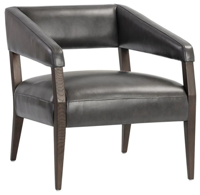 Keagan Lounge Chair Brentwood Charcoal Leather Transitional