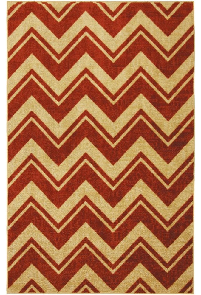 Mohawk Strata Lascala Chevorn Stripe Rust Contemporary 5'x8' Rug (11575)