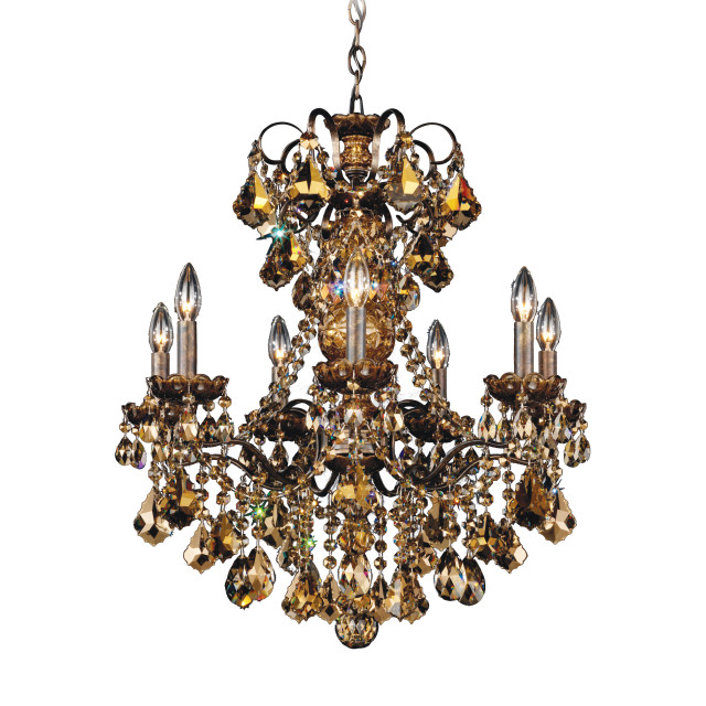New Orleans 7 Light Chandelier Heirloom Bronze Clear Heritage Crystal