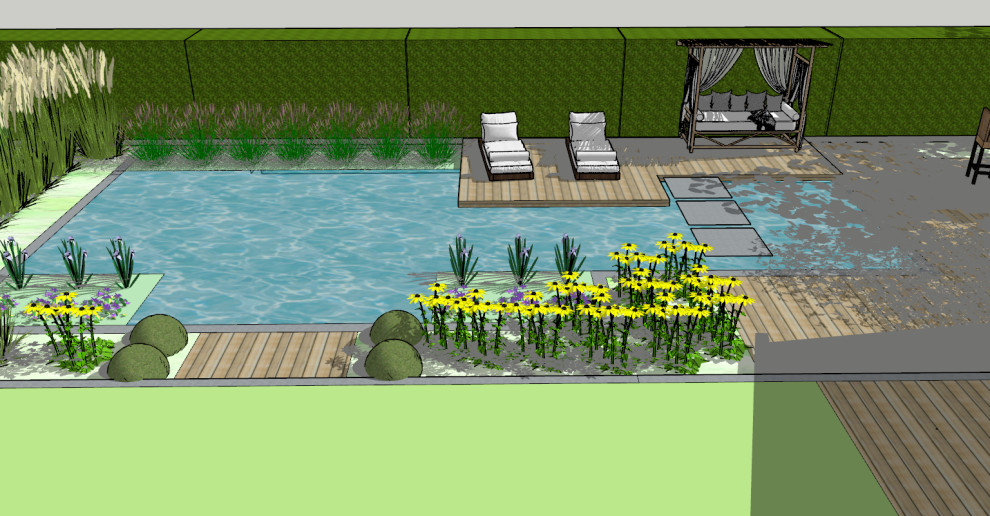 3D - Jardin piscine zen