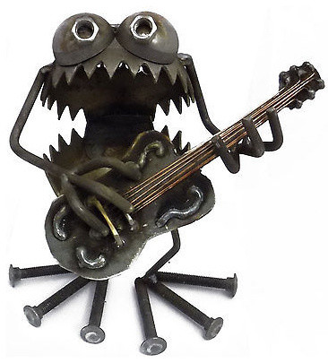 Sugarpost Gnome Be Gone Electric Guitar Player Welded Metal Art Made in USA 