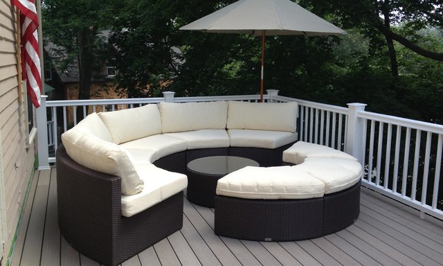 Round Outdoor Wicker Sectional Couch Set - Traditional ...