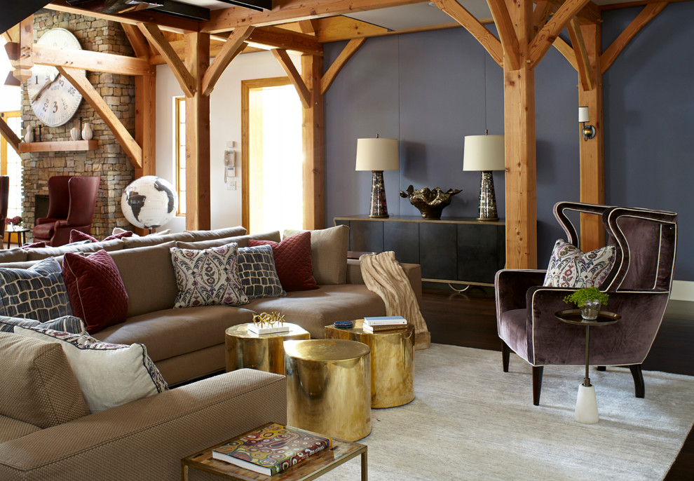 Eclectic family room photo in New York with multicolored walls