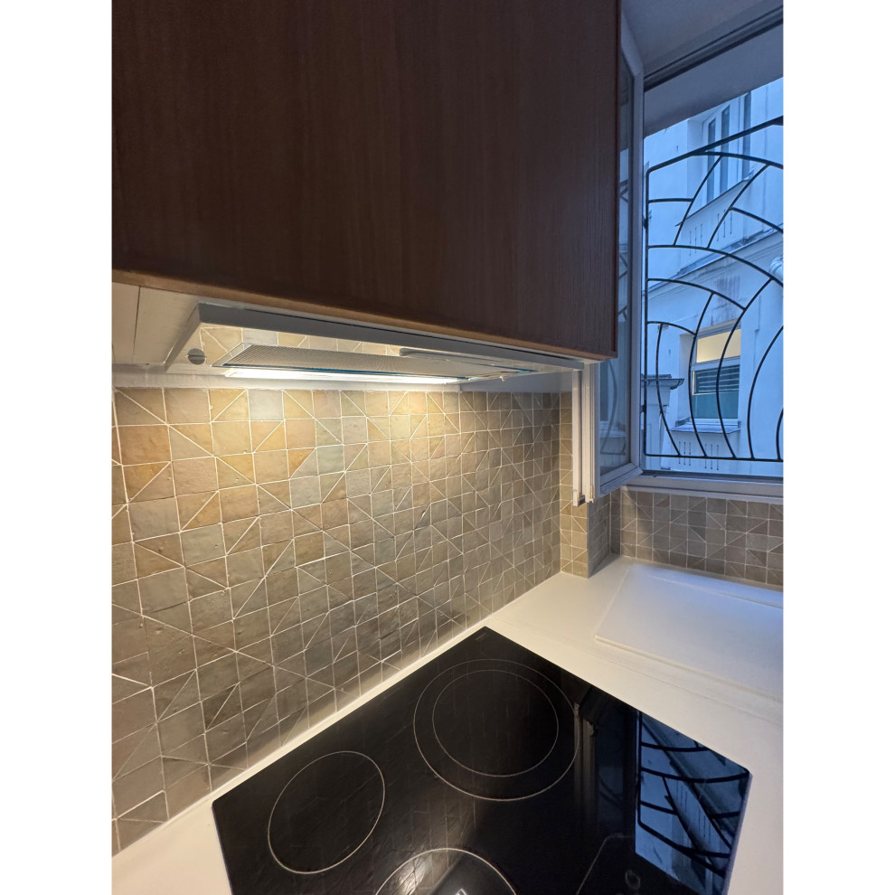 Projet Château-Landon, rénovation d'une cuisine, entrée & salle de bain.