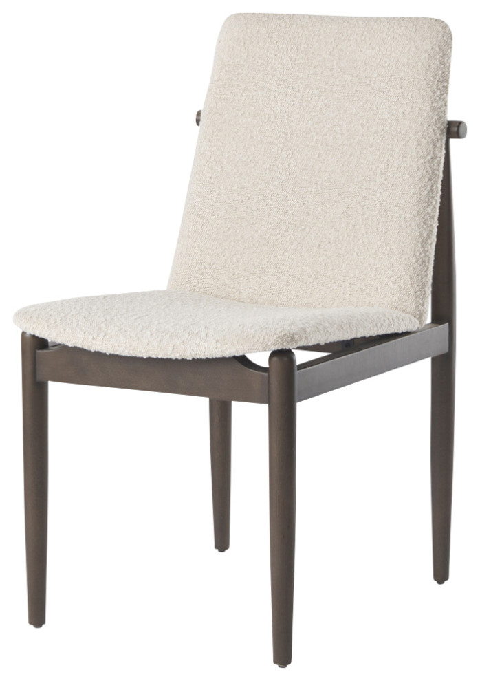 Cavett Cream Boucle Fabric With Dark Brown Wood Frame Dining Chair (Set of 2)