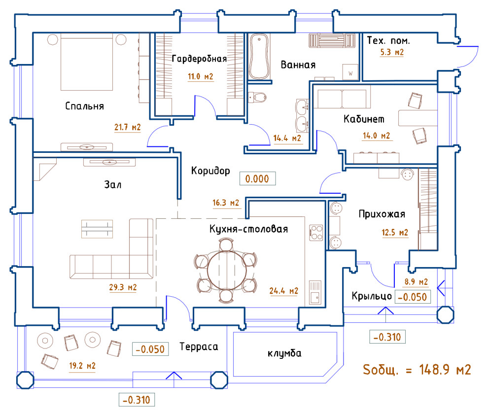 Архитектурная концепция загородного дома 100 м2 в пригороде г.Артема