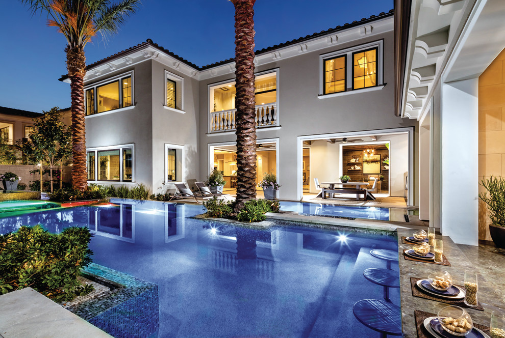 Transitional custom-shaped infinity pool photo in Philadelphia